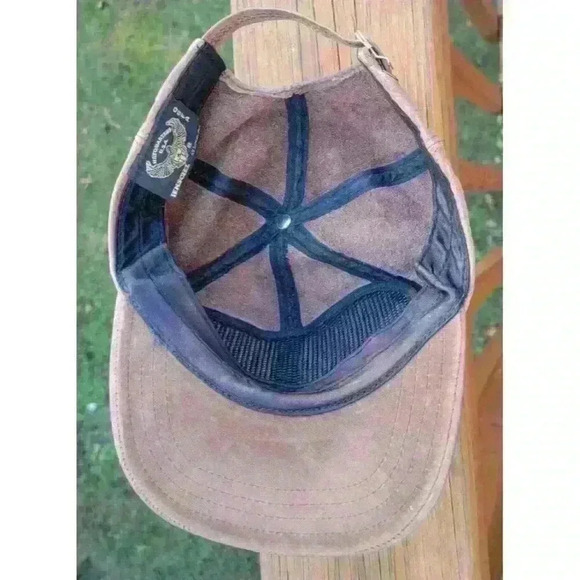 Vintage Henschel Brown Distressed Leather Baseball Cap Hat Made In USA St Louis - Picture 9 of 11